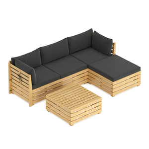 Lounge Holz RAFALE 5-teilig anthrazit/natur