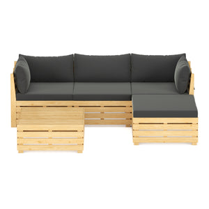 Lounge Holz RAFALE 5-teilig anthrazit/natur