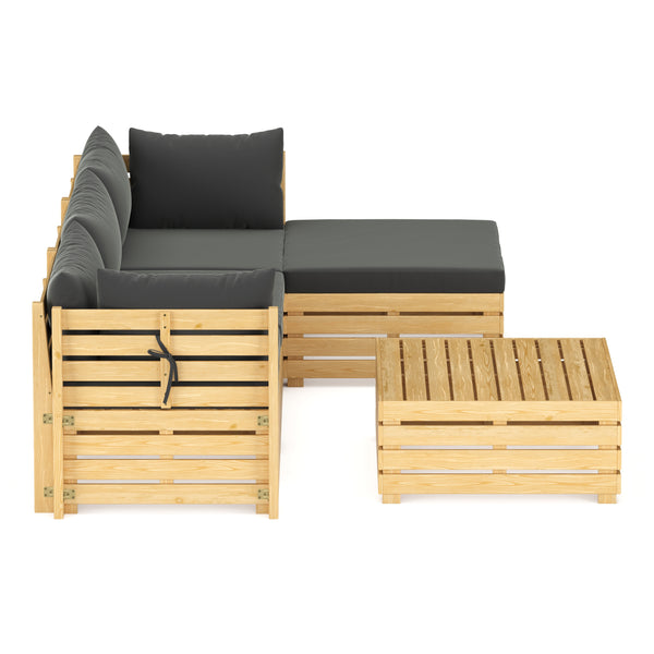 Lounge Holz RAFALE 5-teilig anthrazit/natur