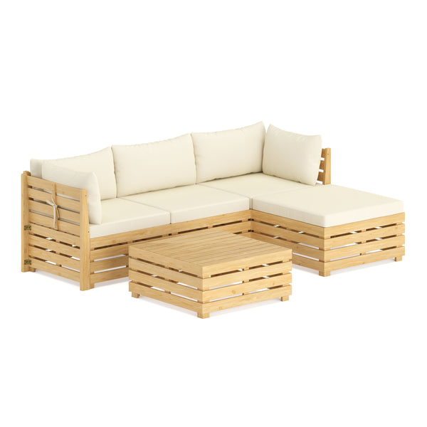 Lounge Holz RAFALE 5-teilig beige/natur