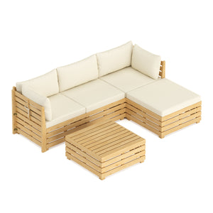 Lounge Holz RAFALE 5-teilig beige/natur