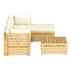 Lounge Holz RAFALE 5-teilig beige/natur