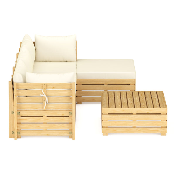 Lounge Holz RAFALE 5-teilig beige/natur