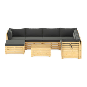 Lounge Holz RAFALE 8-teilig anthrazit/natur
