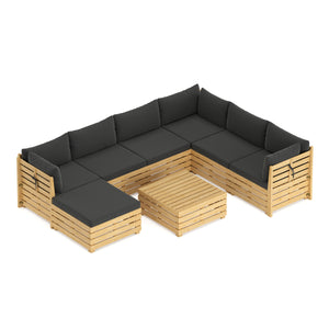 Lounge Holz RAFALE 8-teilig anthrazit/natur