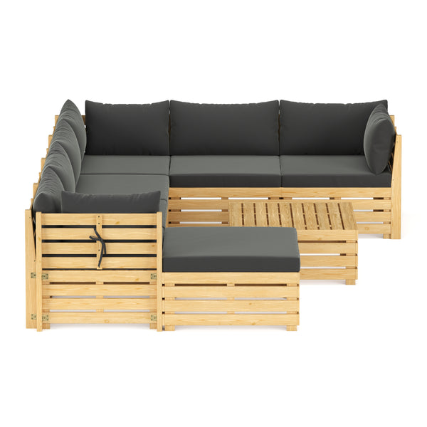 Lounge Holz RAFALE 8-teilig anthrazit/natur