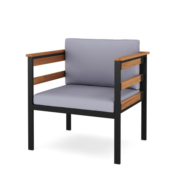 Lounge Holz MARLA schwarz/natur/grau