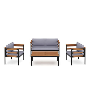 Lounge Holz MARLA schwarz/natur/grau