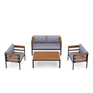Lounge Holz MARLA schwarz/natur/grau