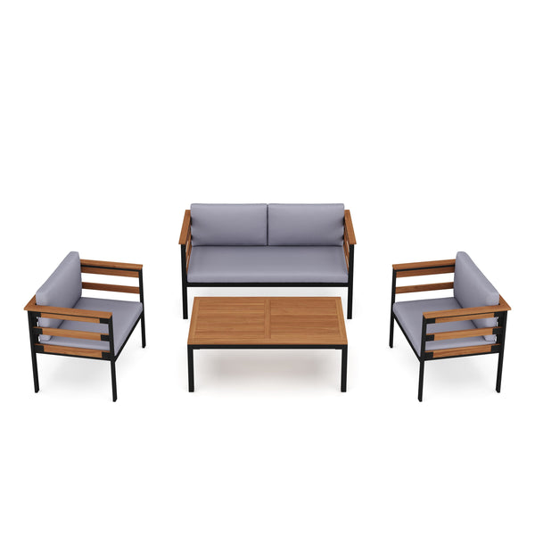 Lounge Holz MARLA schwarz/natur/grau
