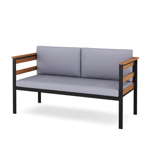 Lounge Holz MARLA schwarz/natur/grau