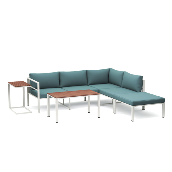 Lounge MIRANDA weiss/natur/petrol