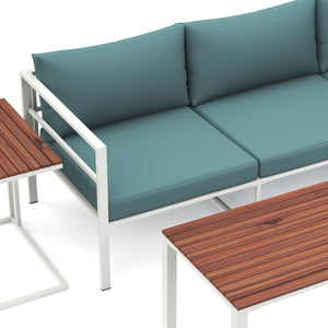 Lounge MIRANDA weiss/natur/petrol