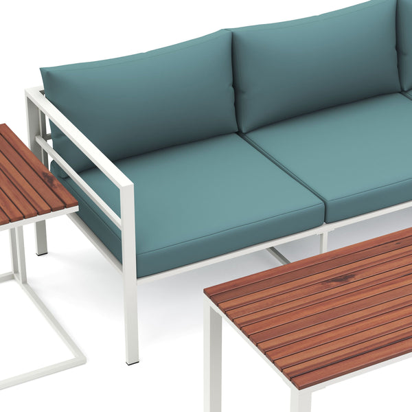 Lounge MIRANDA weiss/natur/petrol