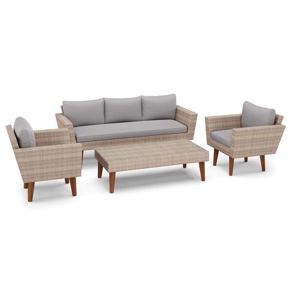 Lounge Rattan EVORA beige/grau