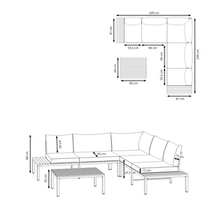 Lounge SANTANA hellgrau/natur/weiss