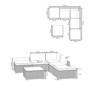 Rattanlounge TEXAS grau/beige