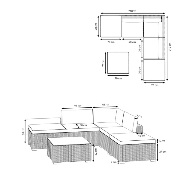Rattan Lounge TEXAS grau