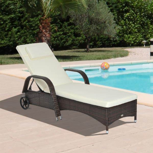 Mobile Gartenliege Kaffeebraun Rattanliege Polyrattan