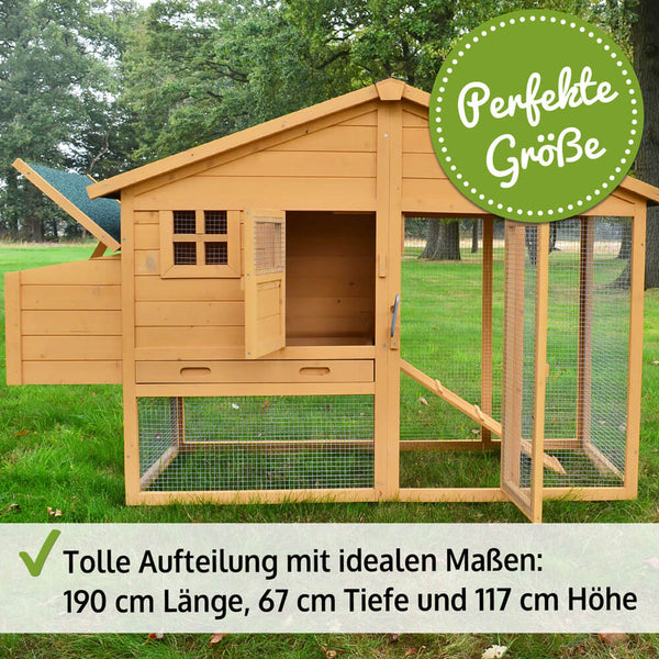 Hühnerstall Hühnervoliere Luxus mit Freilauf & Nistkasten