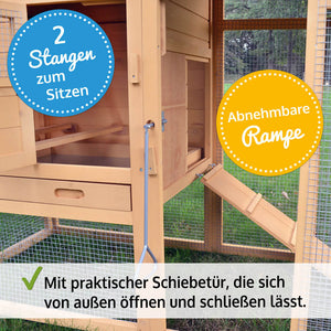 Hühnerstall Hühnervoliere Luxus mit Freilauf & Nistkasten