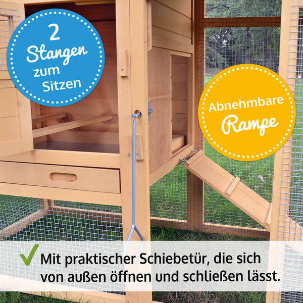 Hühnerstall Hühnervoliere Luxus mit Freilauf & Nistkasten