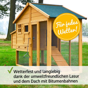 Hühnerstall Hühnervoliere Luxus mit Freilauf & Nistkasten