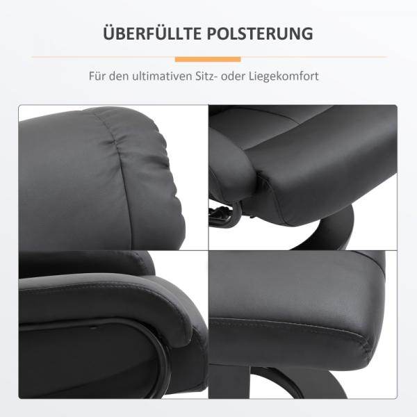 Relaxliege mit Liegefunktion Fernsehsessel mit Hocker Massage Schwarz