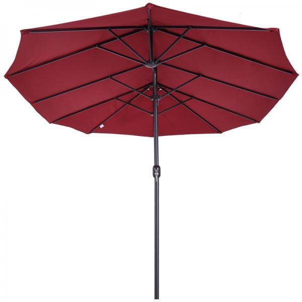 Sonnenschirm Doppelsonnenschirm Terrassenschirm mit Handkurbel Weinrot Oval