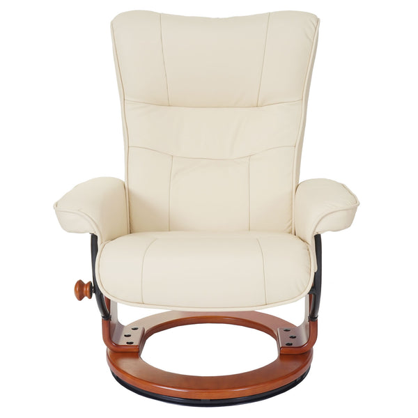 MCA Relaxsessel Montreal, Fernsehsessel Hocker, Echtleder 130kg belastbar ~ creme, honigfarben