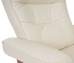 MCA Relaxsessel Montreal, Fernsehsessel Hocker, Echtleder 130kg belastbar ~ creme, honigfarben