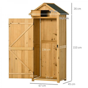 Gartenschrank Gerätehaus Geräteschuppen mit Fachböden Asphaltdach Fenster Gelb+Grün