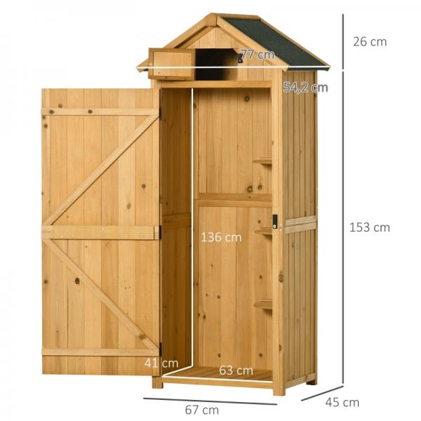 Gartenschrank Gerätehaus Geräteschuppen mit Fachböden Asphaltdach Fenster Gelb+Grün
