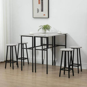 Bartisch-Set im Industriedesign, 6-teilig, 2 Tische und 4 Barhocker, Grau + Schwarz