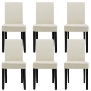 6er-Set Esszimmerstuhl Massivholzbeinen creme Kunstleder