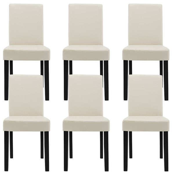 6er-Set Esszimmerstuhl Massivholzbeinen creme Kunstleder