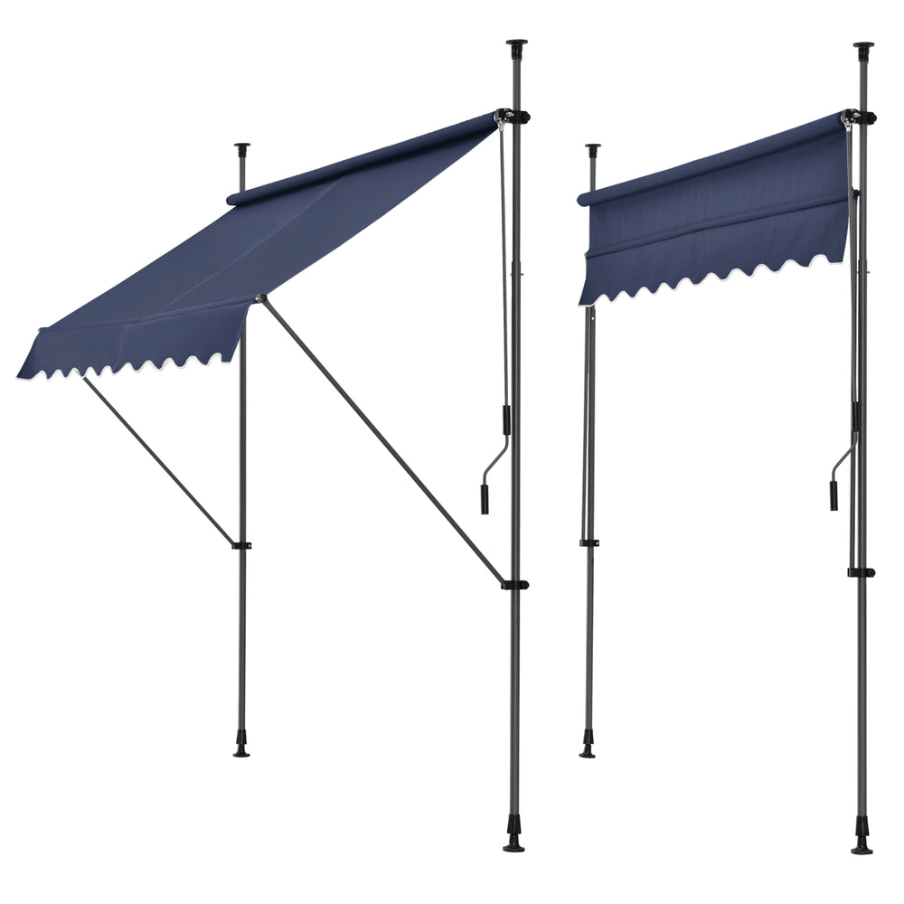 Tenda da sole a morsetto 400x120x200-300cm, senza fori, blu scuro