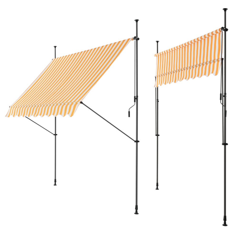 Tenda da sole a morsetto 350x120x200-300cm senza foratura Giallo / Bianco
