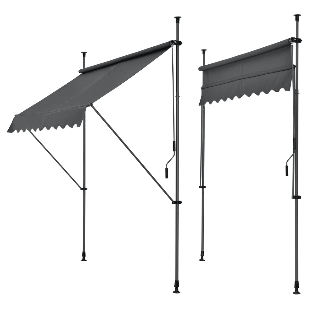 Tenda da sole a morsetto 150x120x200-300cm, senza fori, grigia