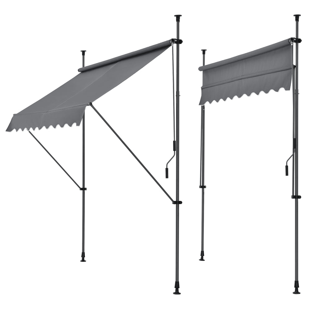 Tenda da sole a morsetto 150x120x200-300cm, senza fori, grigio medio