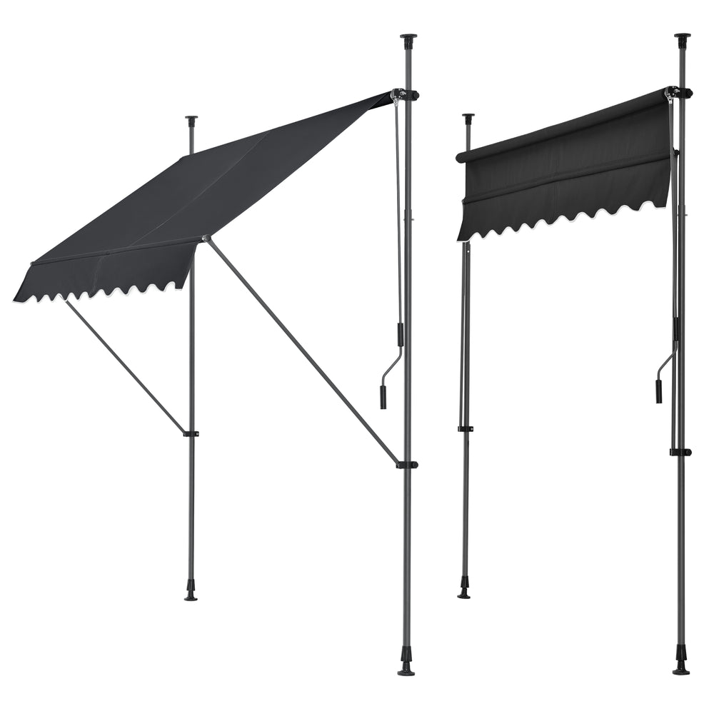 Tenda da sole a morsetto 150x120x200-300cm, senza fori, nera