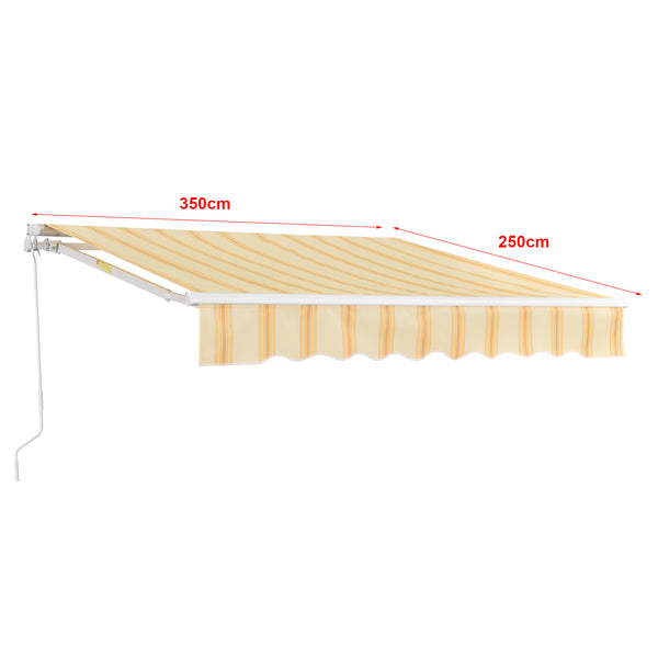 Gelenkarmmarkise Bitonto 350x250cm mit Handkurbel Gelb/Weiss
