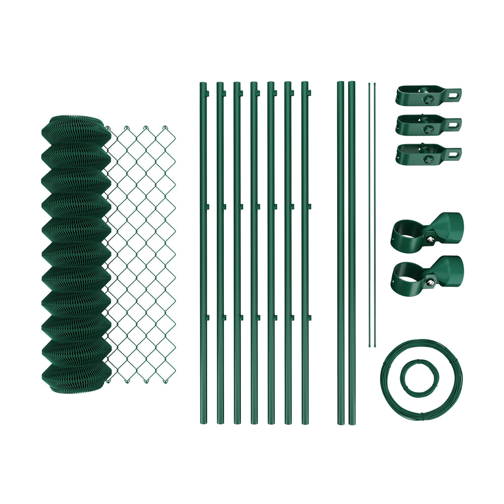 Chain link fence complete set green 0.8 x 15 m