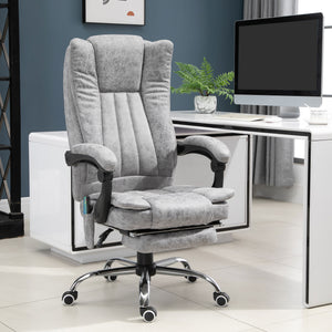 Massage office chair with heating function, footrest, thick padding, grey
