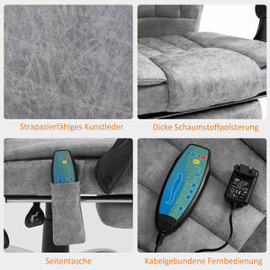 Massage office chair with heating function, footrest, thick padding, grey