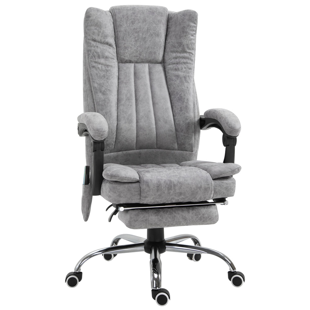 Massage office chair with heating function, footrest, thick padding, grey