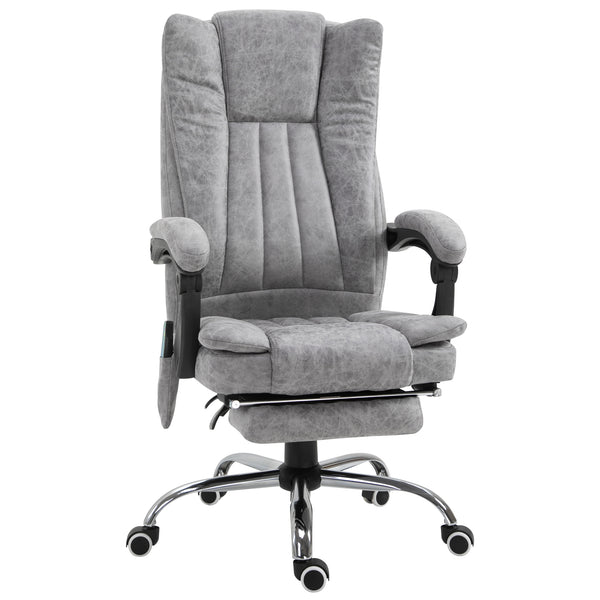 Massage office chair with heating function, footrest, thick padding, grey