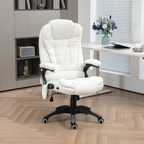 Massage office chair with rocking function, desk chair, white