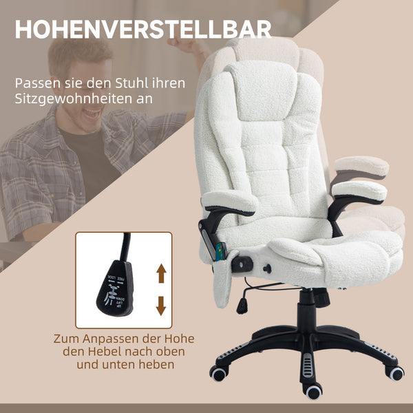 Massage office chair with rocking function, desk chair, white
