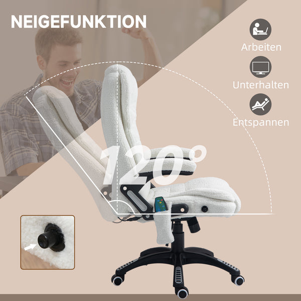 Massage office chair with rocking function, desk chair, white